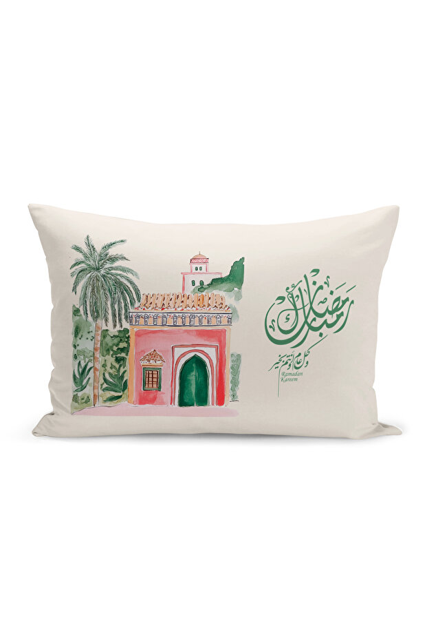 غطاء وسادة مطبوع رقميًا مزدوج الجوانب من سلسلة رمضان (غطاء سرير رمضان)