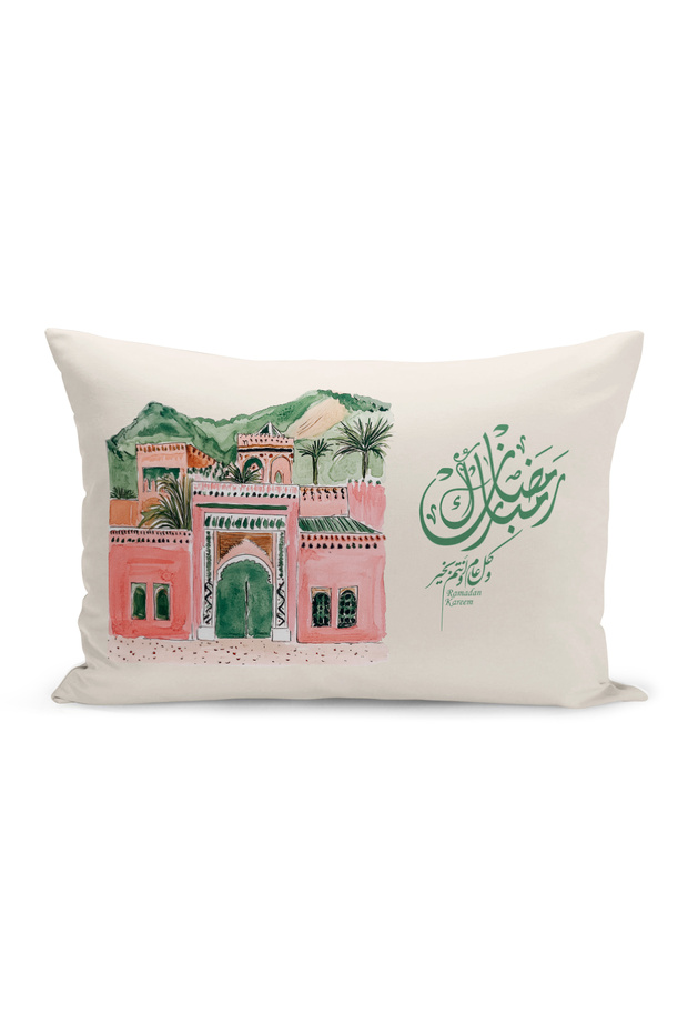 غطاء وسادة مطبوع رقميًا مزدوج الجوانب من سلسلة رمضان (غطاء سرير رمضان)