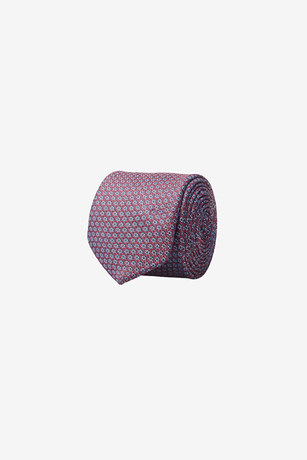 Men's Burgundy-Grey Patterned Tie