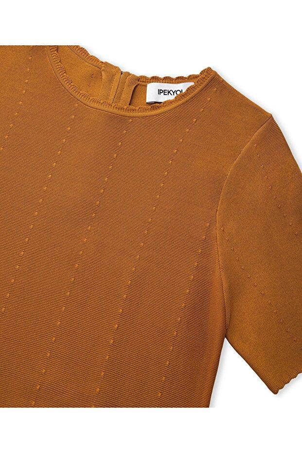 Volanlı triko elbise - 4