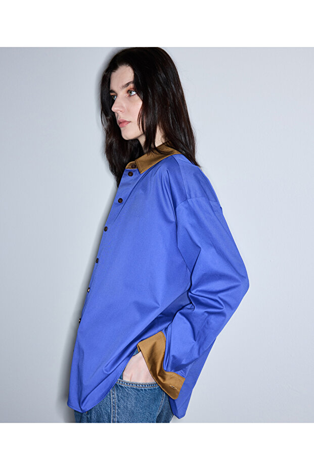 Colorblock poplin gömlek - 2