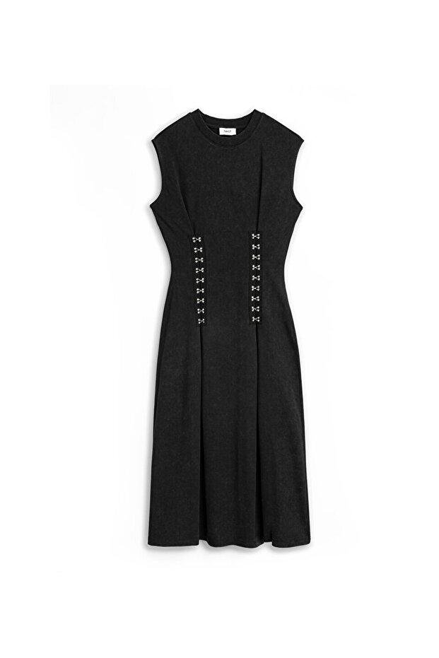 AGRAFLI MİDİ ELBİSE - 3