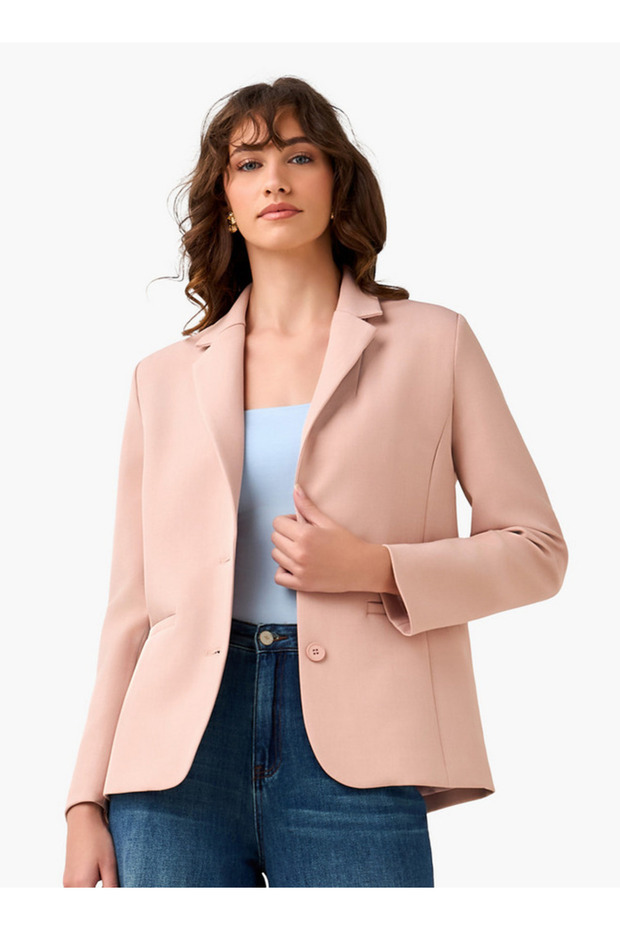 بليزر من قماش التويل بقصة عادية مع إغلاق بأزرار - 3