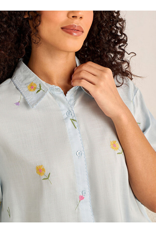 طقم بيجاما قميص بأزرار وبنطال - 3