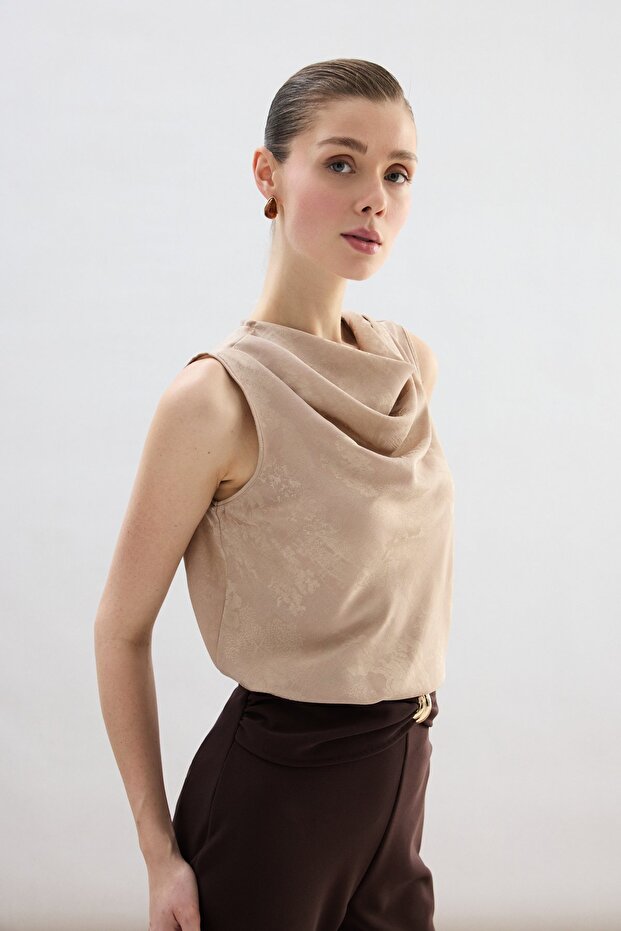 Degaje Yaka Bluz - Bej - 3