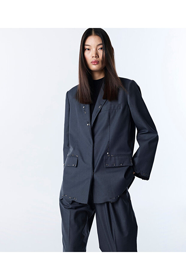 İŞLEMELİ OVERSIZE BLAZER - 2