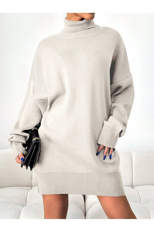 balıkçı yaka mini elbise - 3