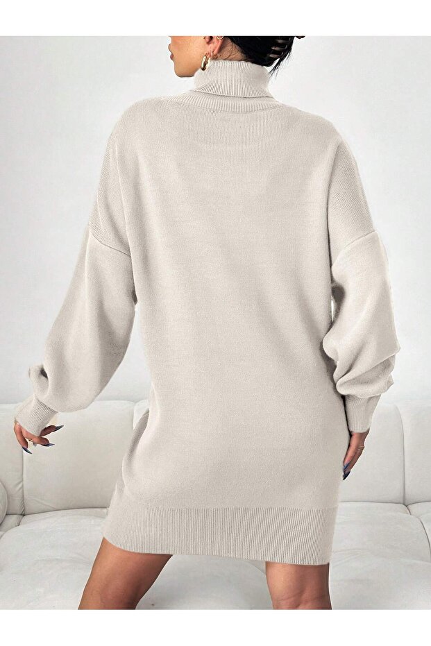 balıkçı yaka mini elbise - 5