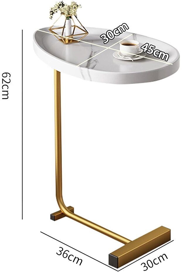 C-shaped side table, modern nesting side tables (white + black frame) - 3