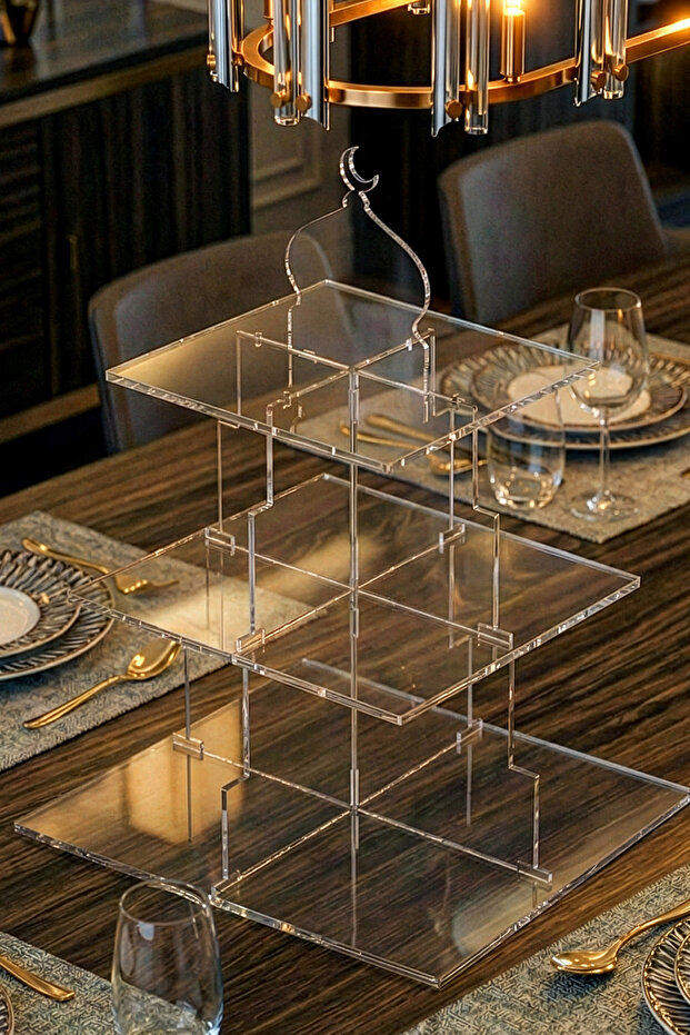 Ramadan Presentation Stand 3-Tier Dome Design Decor - Islamic Table Presentation Decoration