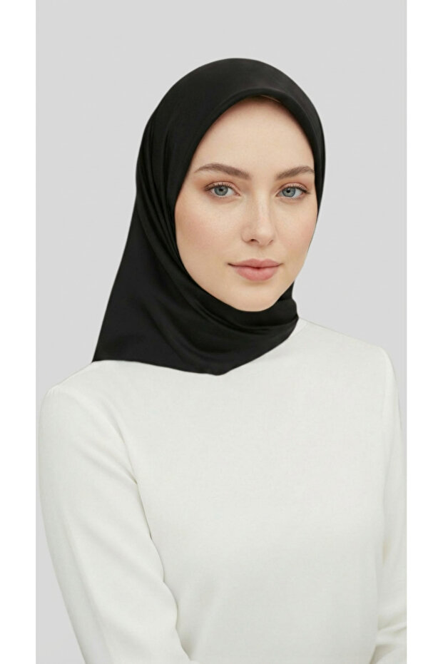 DÜZ TWİL POLYESTER EŞARP - SİYAH