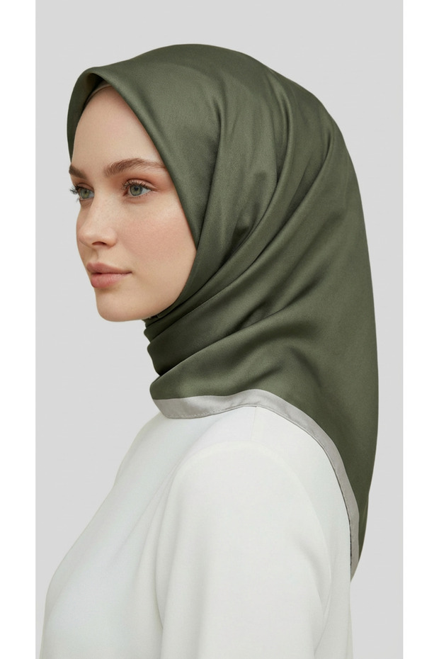 DÜZ TWİL POLYESTER EŞARP - HAKİ - 2