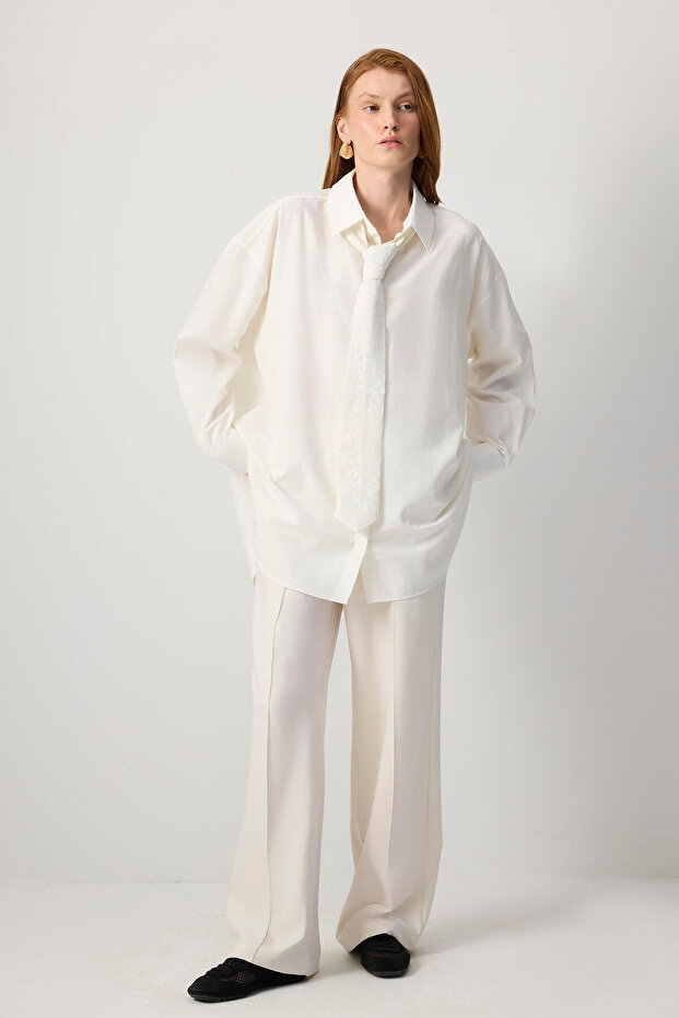 OVERSIZE FİT POPLİN GÖMLEK - 5