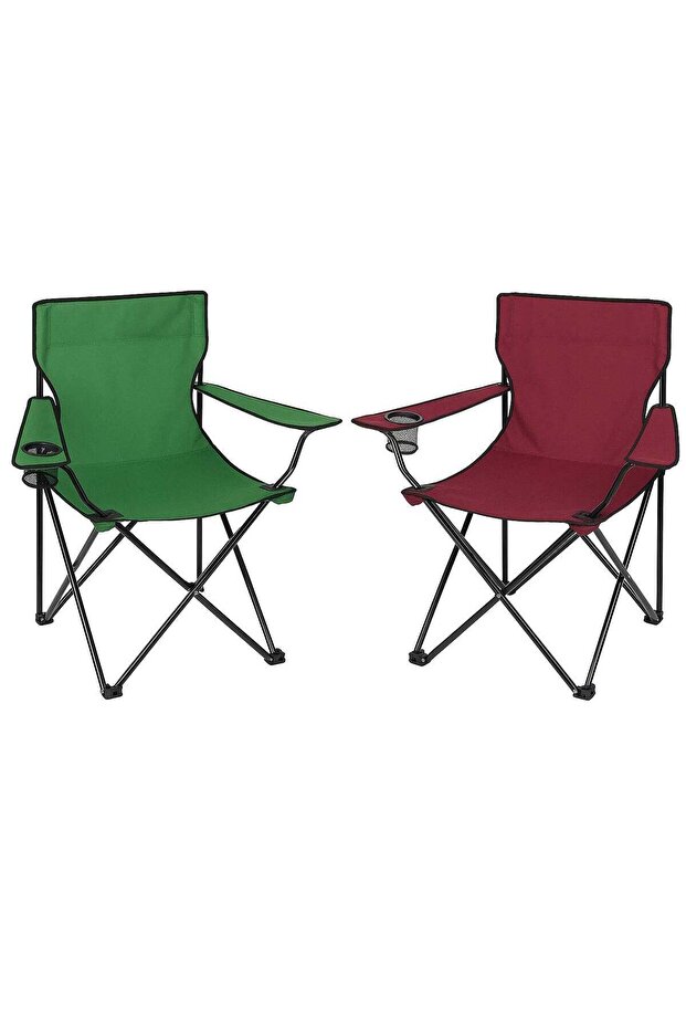 Set of 2 Folding Camping Chairs – Lightweight Portable Outdoor Chairs with Armrest & Carry Bag