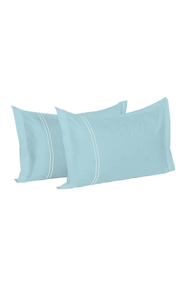 100% Cotton -250 TC Serenity Solids Pack of 2 Pillow covers (50 x 75 cms)- Sky Blue
