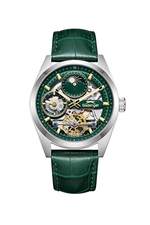 Sl.09.2559.2.05 Quatrz Green Leather Cord 44 mm Men's Wristwatch
