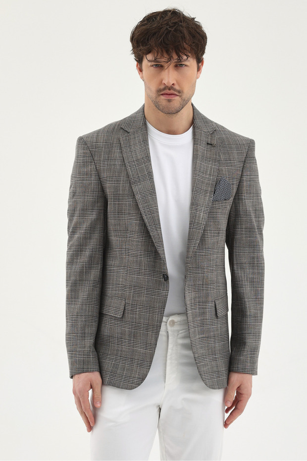 Biglia Men's Black Polyviscon Fabric Slim Fit Mono Collar Sports Blazer Jacket