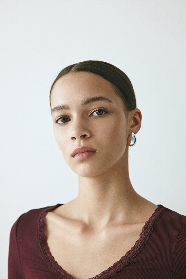 Dantel Şeritli Jarse Üst - 2