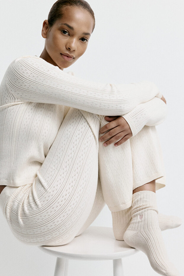 Lastik Örgülü Çorap - 1