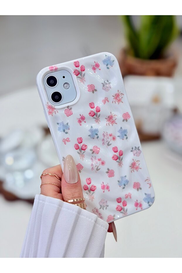 iPhone 11 Compatible 3D Embossed Tulip Pattern Anti-Shock Protected Silicone Case