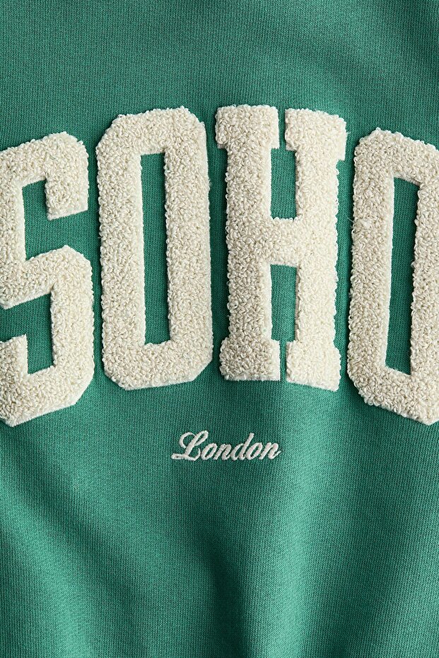 Baskılı Bisiklet Yaka Sweatshirt - 5