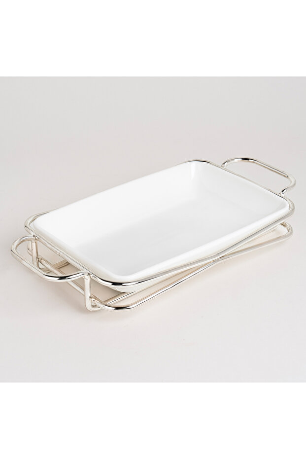 Rectangular Plate With Stand Silver - 2