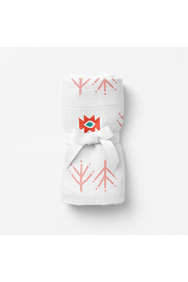 Big Flower Lemon Amulet, Muslin Baby Blanket, 70x70 cm