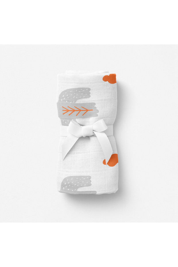 Bird of Life Gray, Muslin Baby Blanket, 100X100 cm