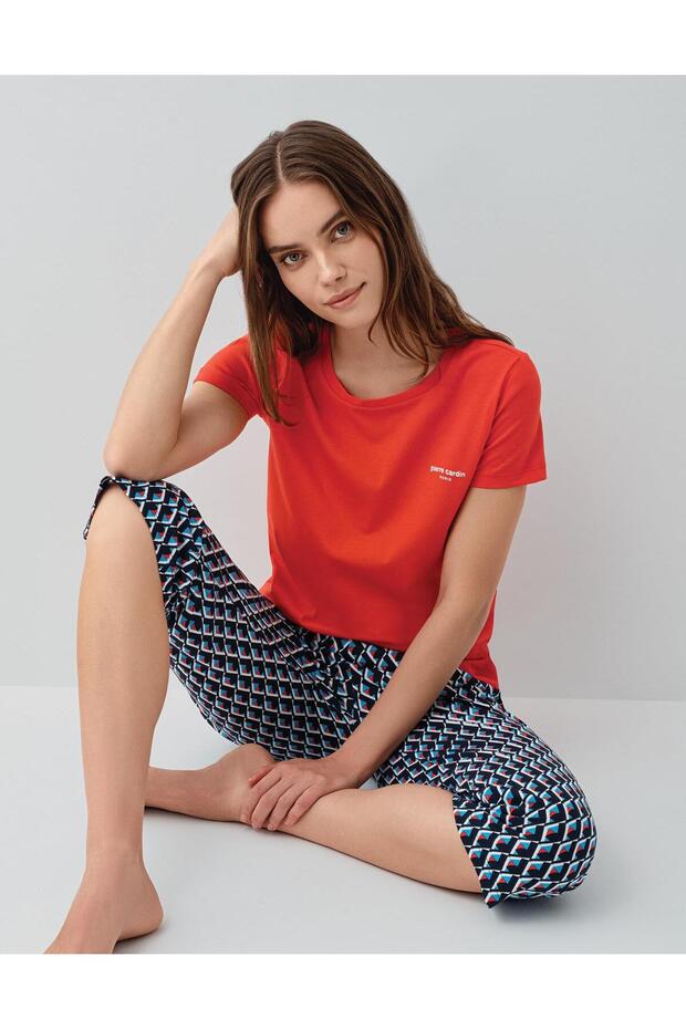 Women's Capri Pajama Set – 50% Cotton 50% Modal, Short Sleeve Top, Patterned Bottom