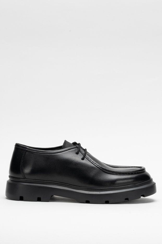 Men's Thick Sole Comfort Shoes Real Leather Cr 2646 Black