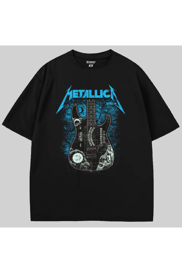 Metallica Kirk Ouija Board Blue Guitar Rock Oversized T-Shirt