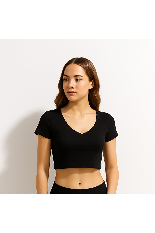 Women's Crop T-Shirt Cotton Stretch Fabric