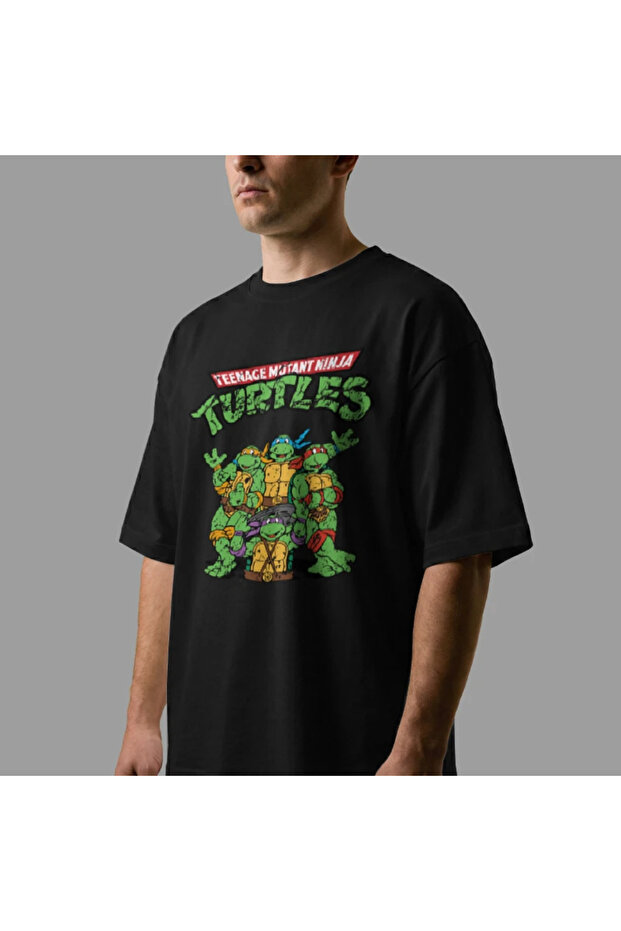 Ninja Turtles Group Logo Oversize Tişört - 8