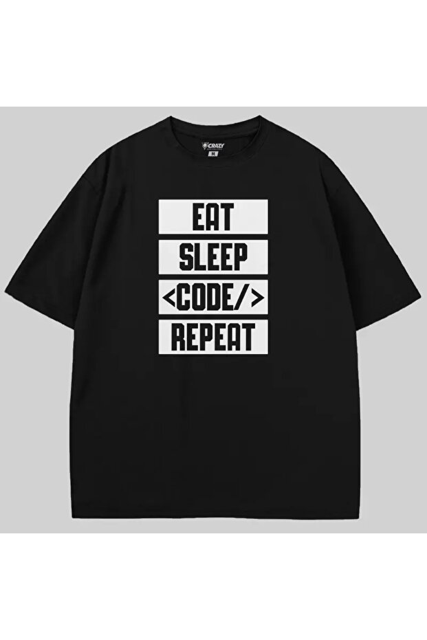 تي شيرت اكلِ ونومِ وكرِرِ قصة فضفاضة <ne2> - 1