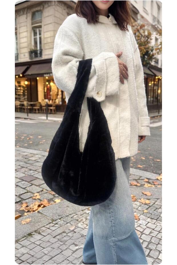 Black Plush Handbag