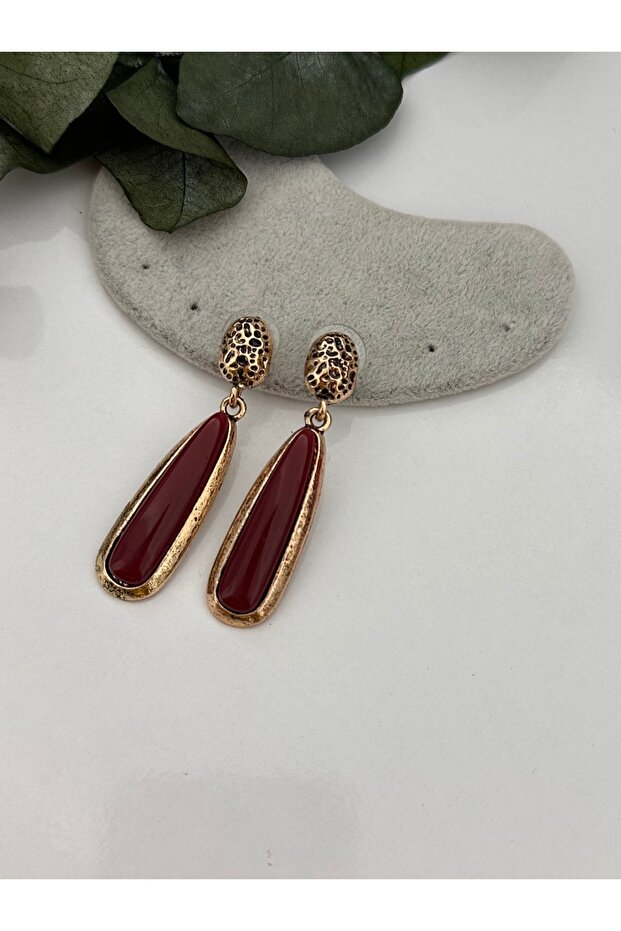 Resin Tipped Burgundy Earrings
