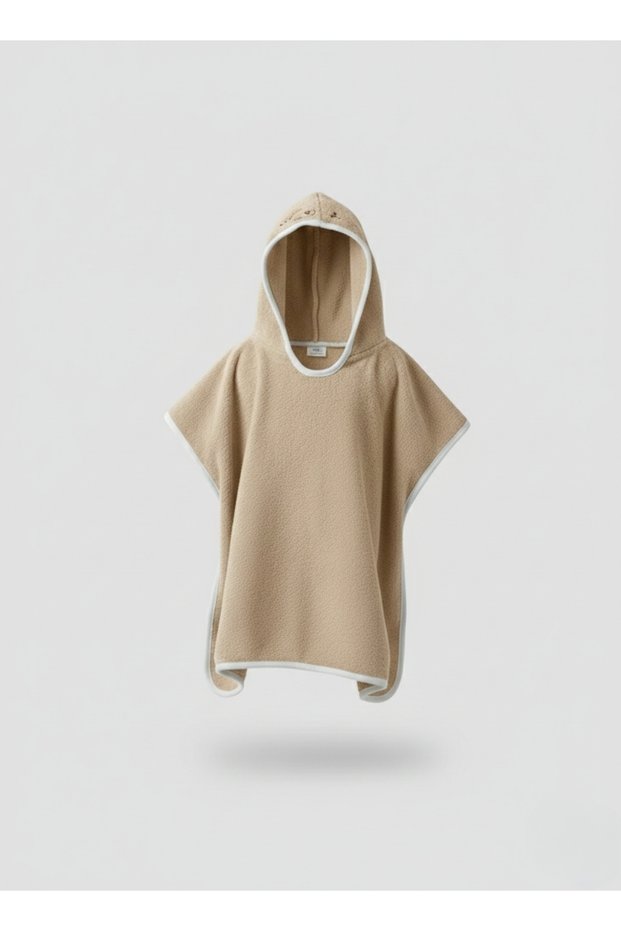 Girls and Boys Fish Embroidered Hooded 100% Cotton Terry Poncho Bathrobe