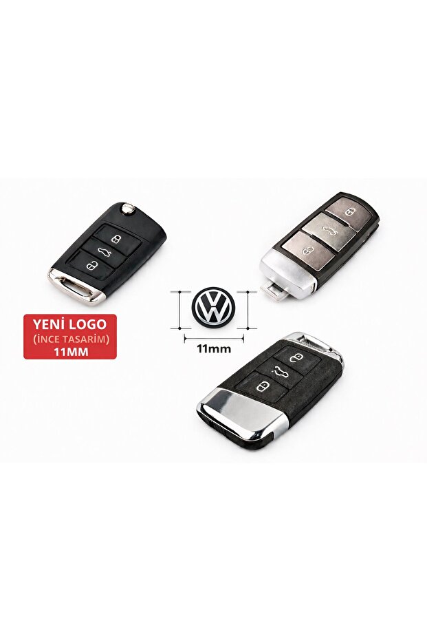 Volkswagen Key Logo Sticker 11 mm Drop – New Logo (Slim Design) Black