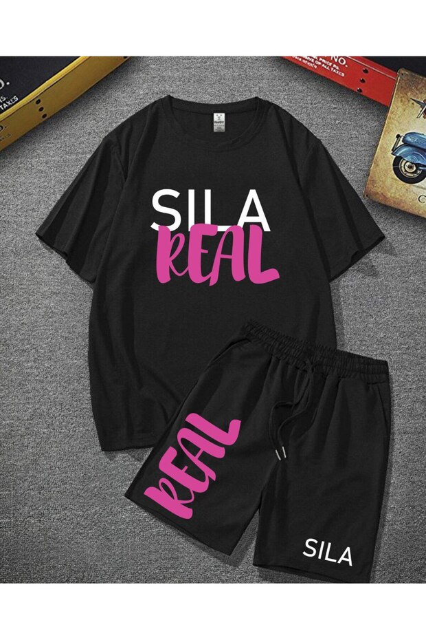 - Tshirt and Shorts Set, Lace-Up Printed