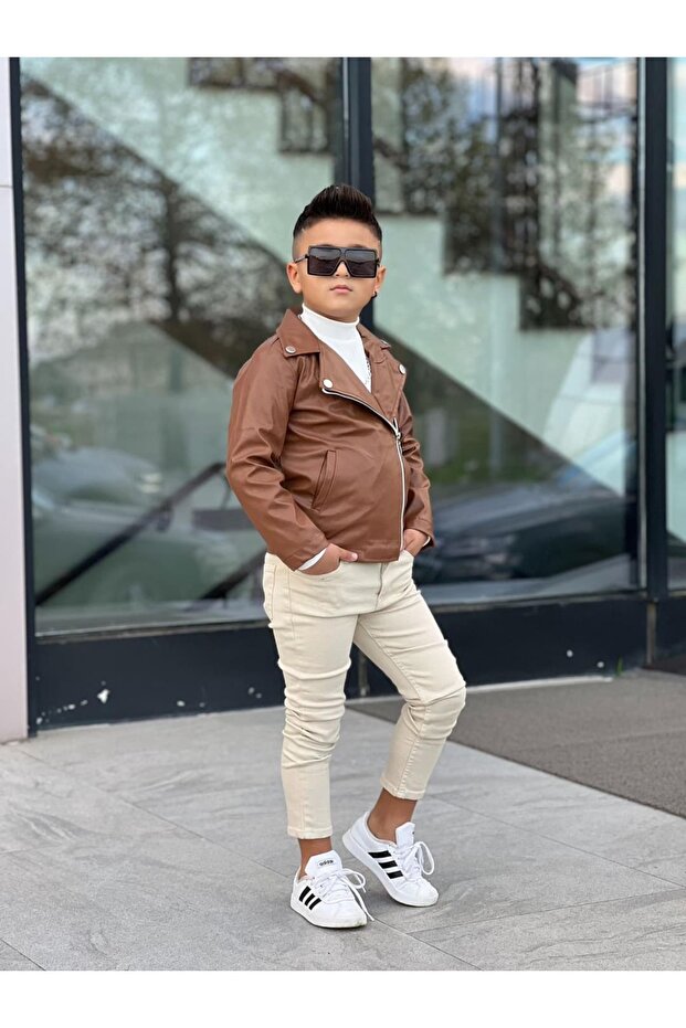 بدلة سترة جلدية للأولاد - 4