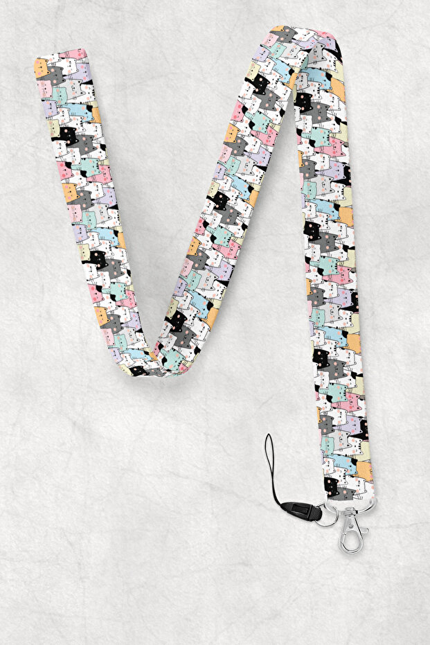 Cats Neck Strap, Neck Strap Lanyard, Card and Phone Holder - Bas034