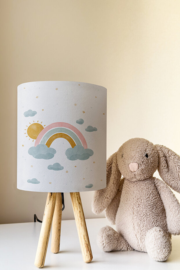 Pastel Rainbow Patterned Children's and Baby's Room Lampshade Table Lamp Tlab-330