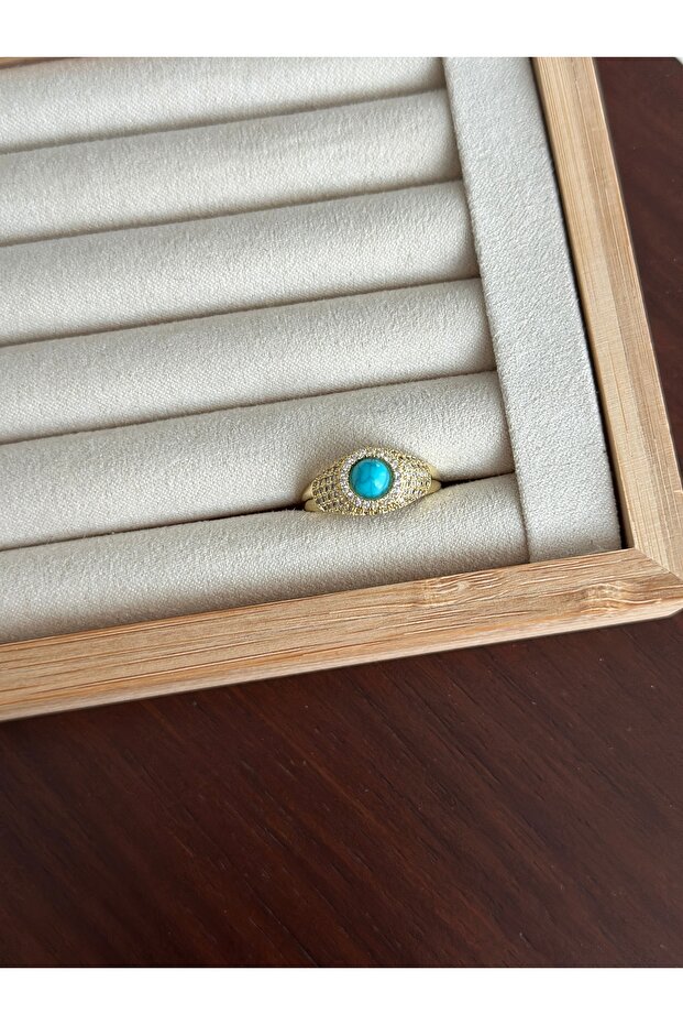خاتم من الحجر الفيروزي الذهبي - 2