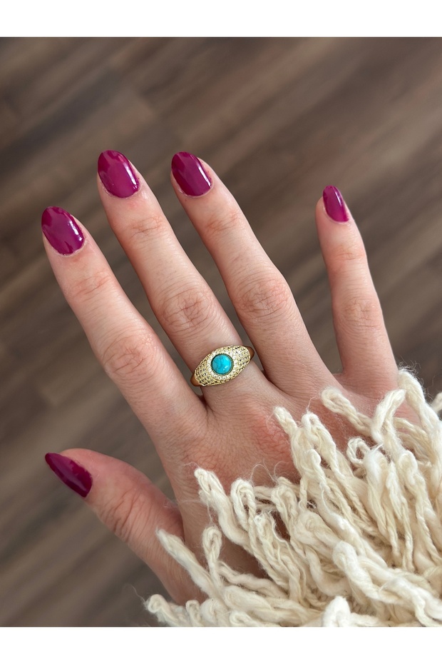 خاتم من الحجر الفيروزي الذهبي - 4