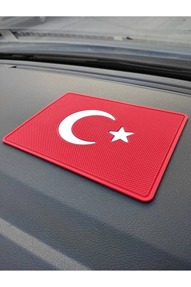 Anti-Slip Glove Box Pad with Turkish Flag Logo 20X13.5 cm