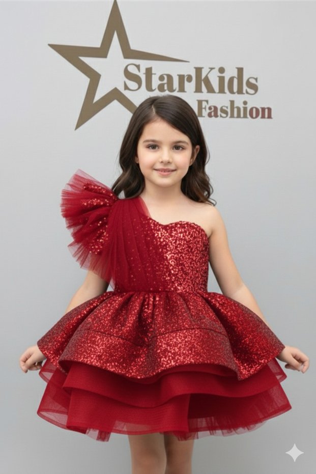 Girl's Red Sequin Dress,Girl's Evening Dress,Party Dress