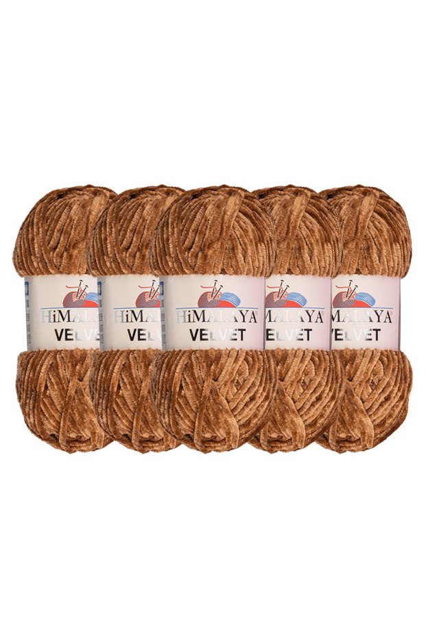 Velvet Velvet Knitting Yarn, Brown 90037, 5X100 Grams, 5 Skeins