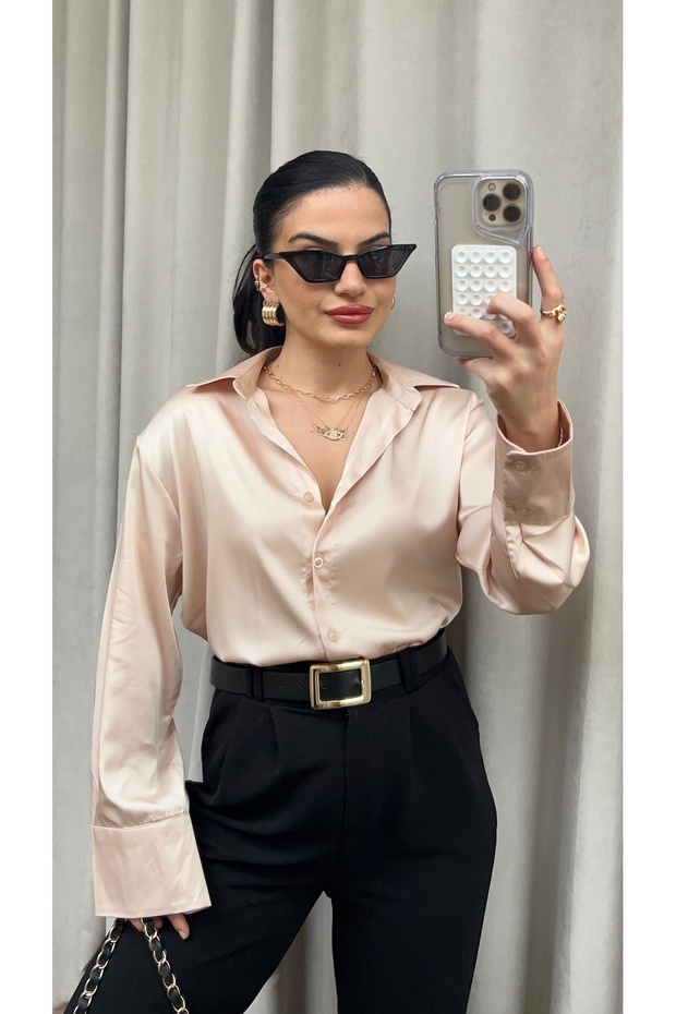 Beige Satin Shirt