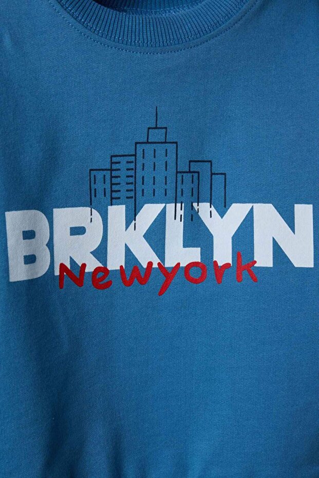 Oversize Geniş Kalıp Bisiklet Yaka Baskılı 2'li Sweatshirt Erkek Bebek G6343A526SP - 3