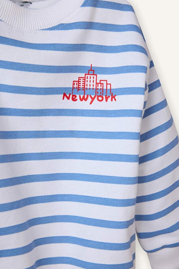 Oversize Geniş Kalıp Bisiklet Yaka Baskılı 2'li Sweatshirt Erkek Bebek G6343A526SP - 6